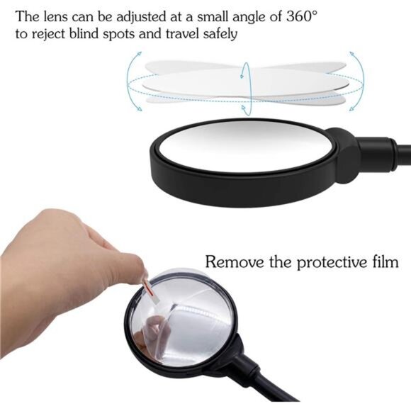 Bike Mirrors for Handlebars Rearview Mirror-Bicycle Mirrors Adjustable Rotatable - Picture 5 of 7